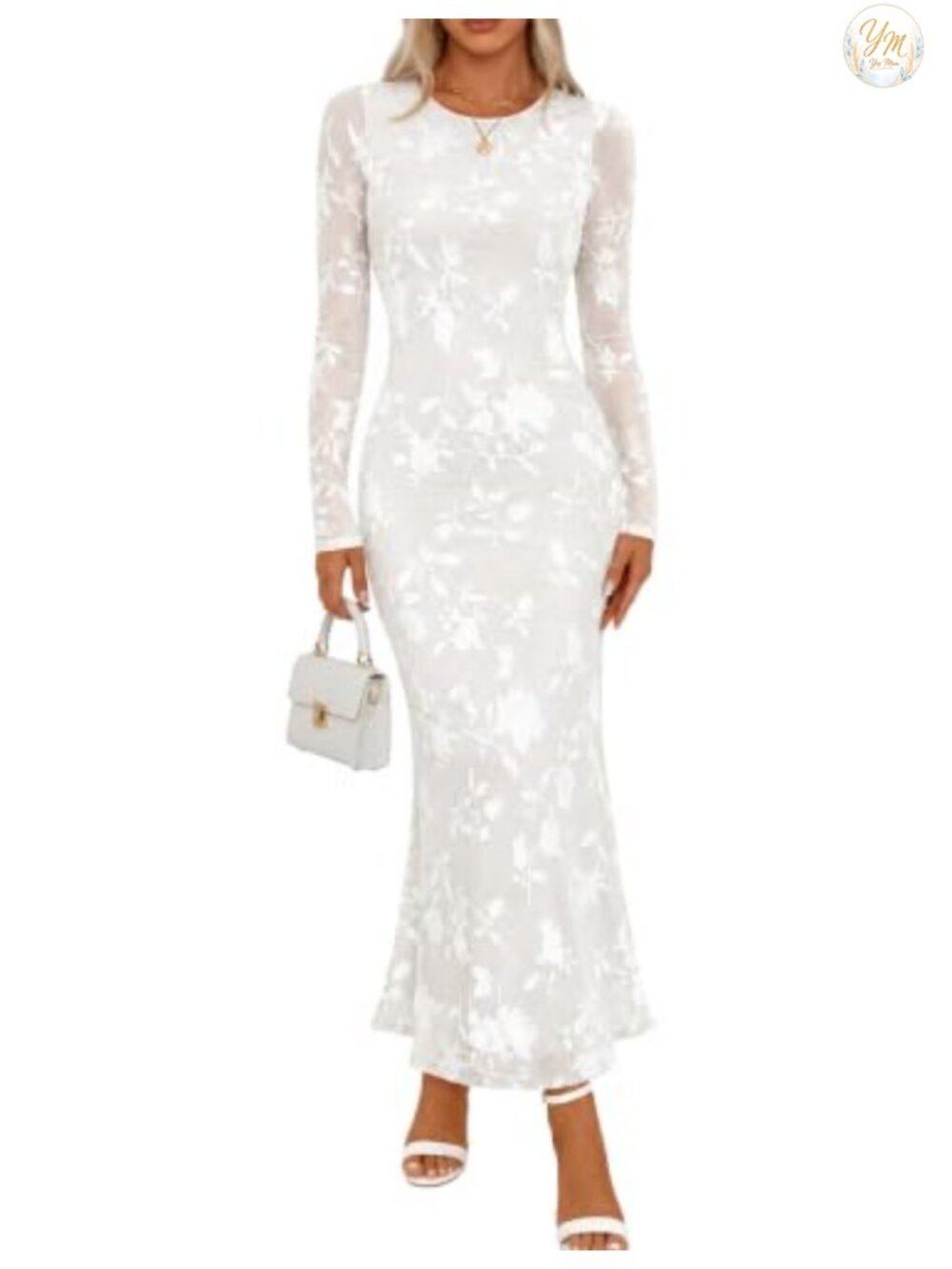 Women's Velvet Floral Maxi Dress Long Sleeve Bodycon Wedding Guest Formal